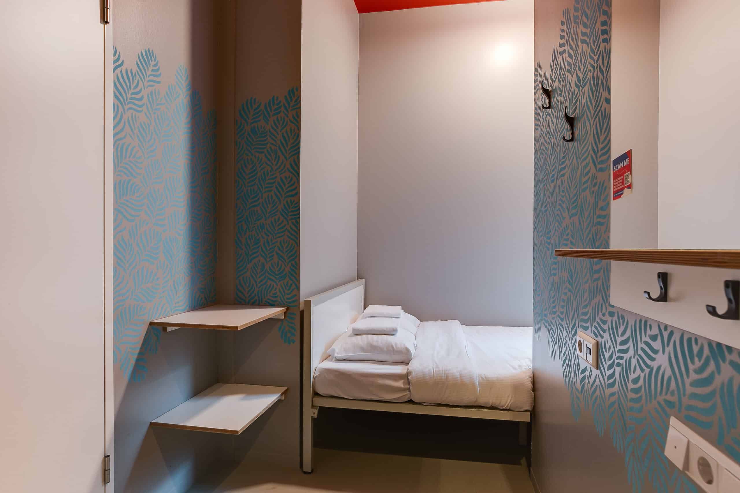 Private room double bed at Clinknoord hostel Amsterdam