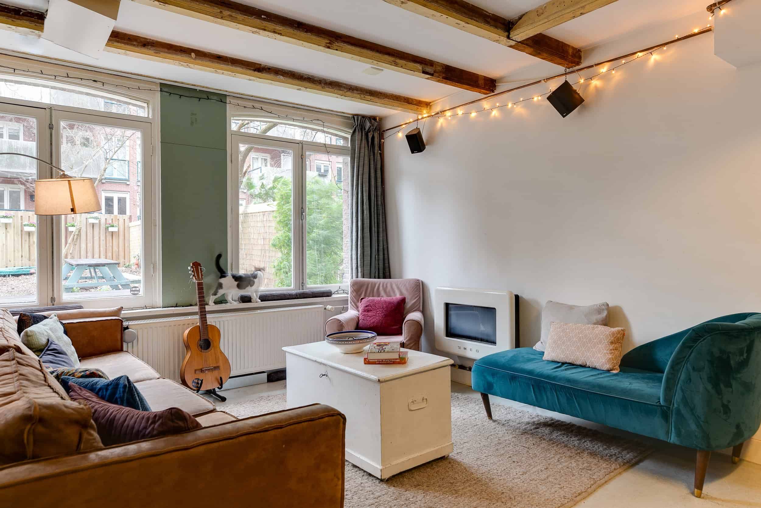 the living room at ClinkCoco hostel in Amsterdam