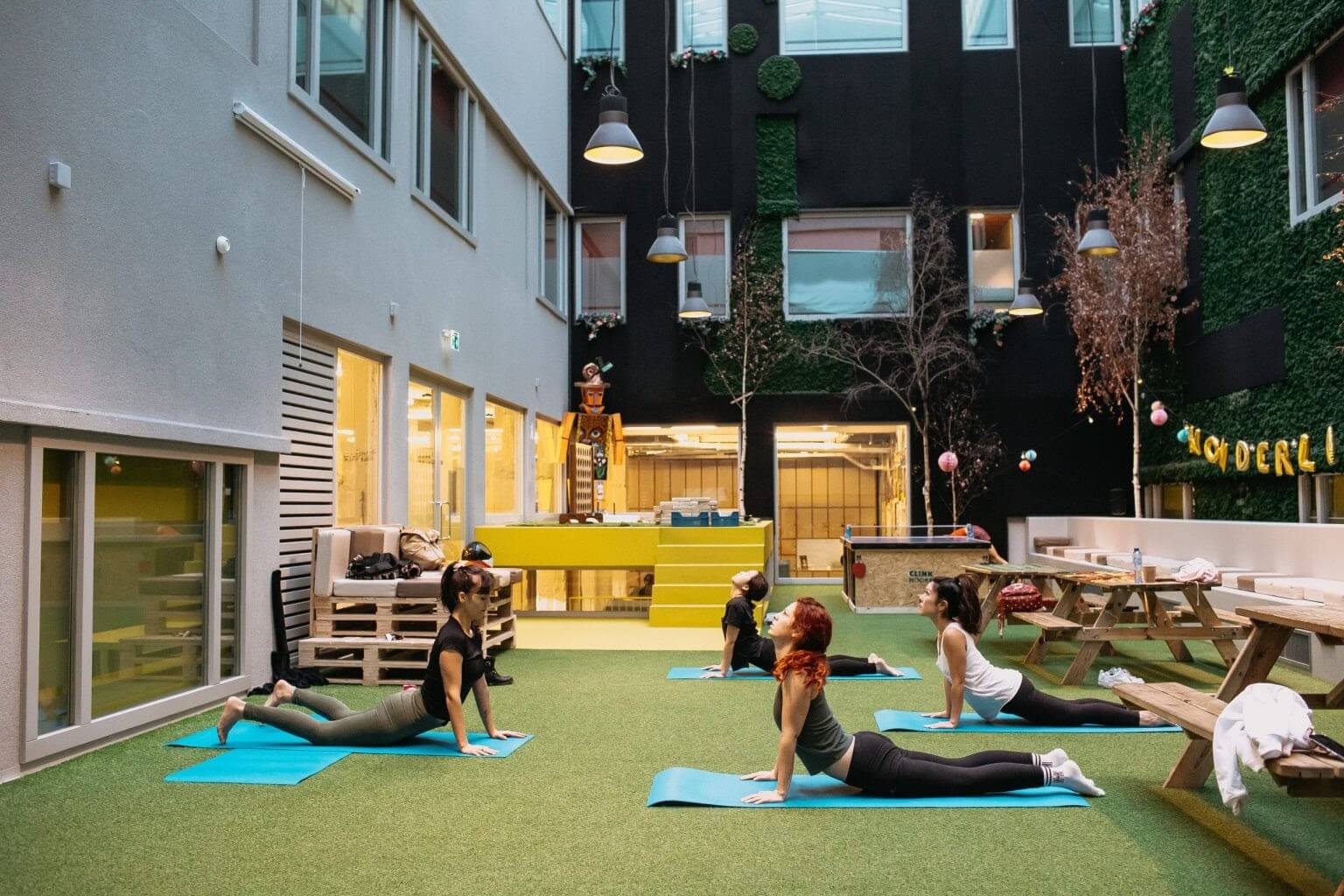 Yoga at ClinkNOORD hostel in Amsterdam