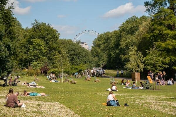 People in a park in London.