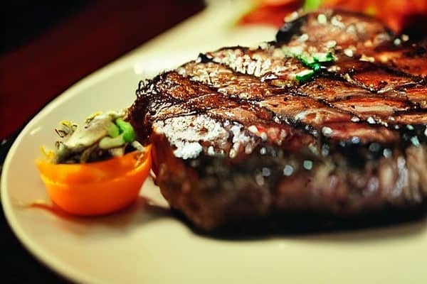 Cooked steak on a plate