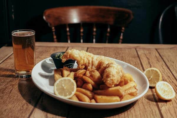 Fish and chips on a plate