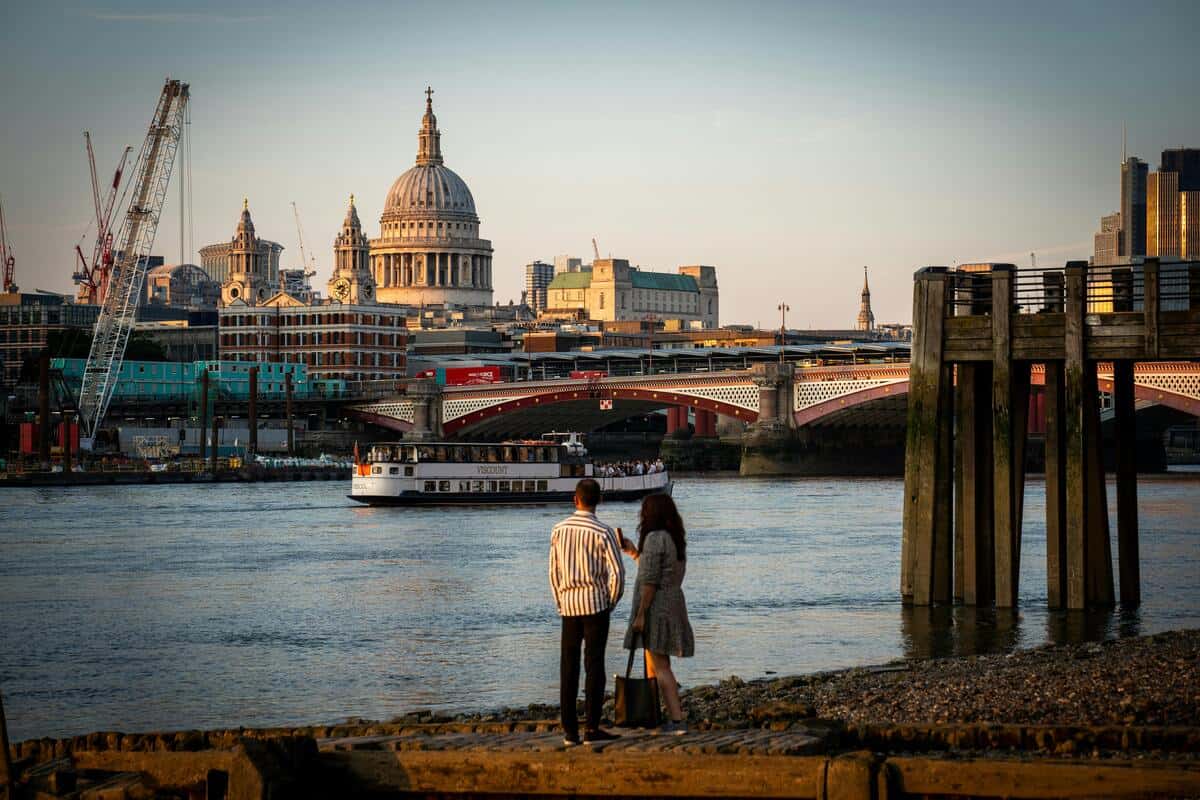 A couple admiring the views in London