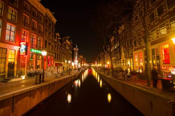 Red Light District in Amsterdam at night