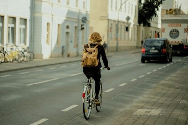 person riding a bike on a road