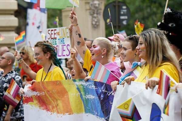 Women parading at Amsterdam Pride
