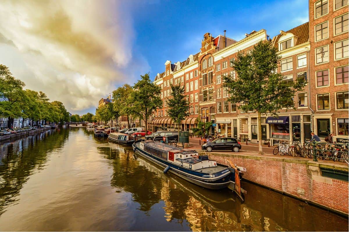 boats on the canal in amsterdam