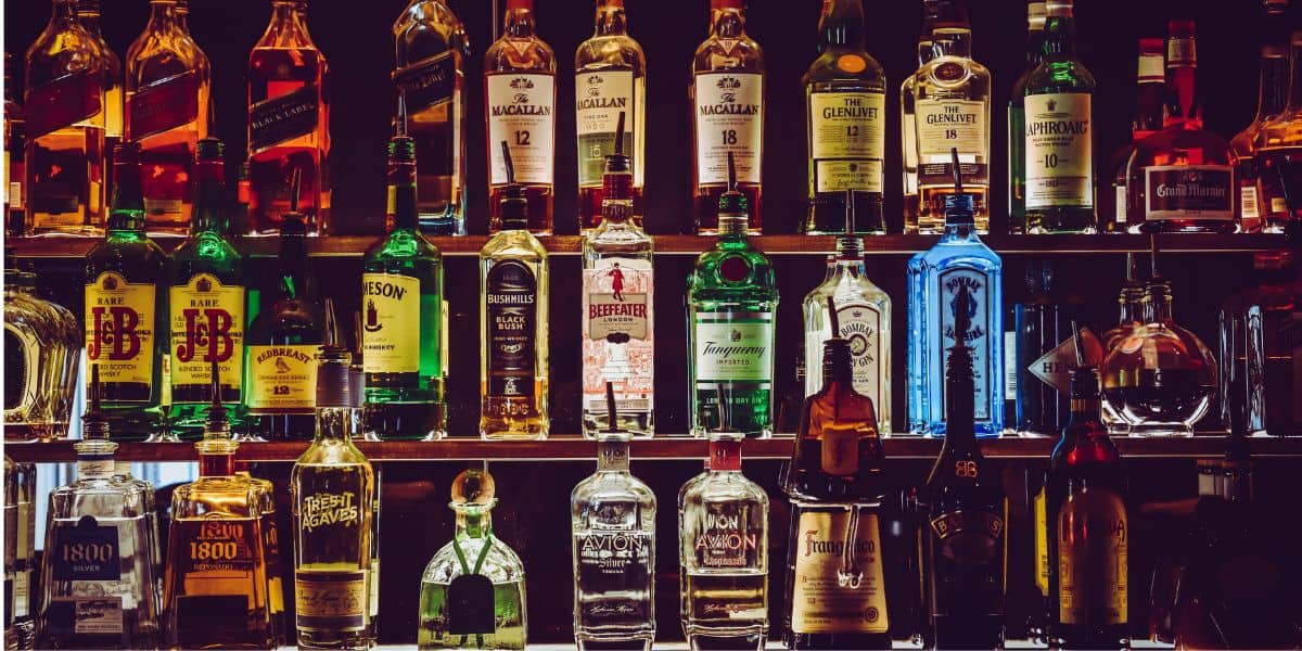 drink shelves in a london bar