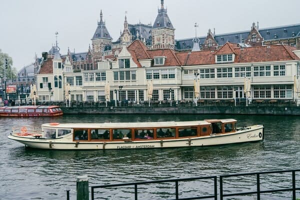 Boat ride on a canal in Amsterdam.