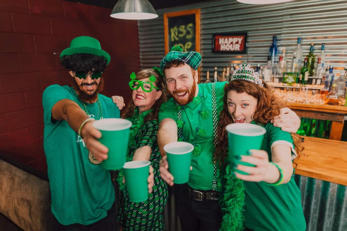 People dressed in green to celebrate St Patrick's Day