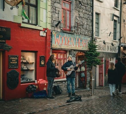 people busking on the streets of Dublin