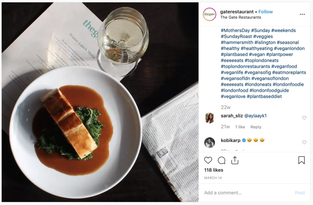 Vegetarian dish from The Gate in London