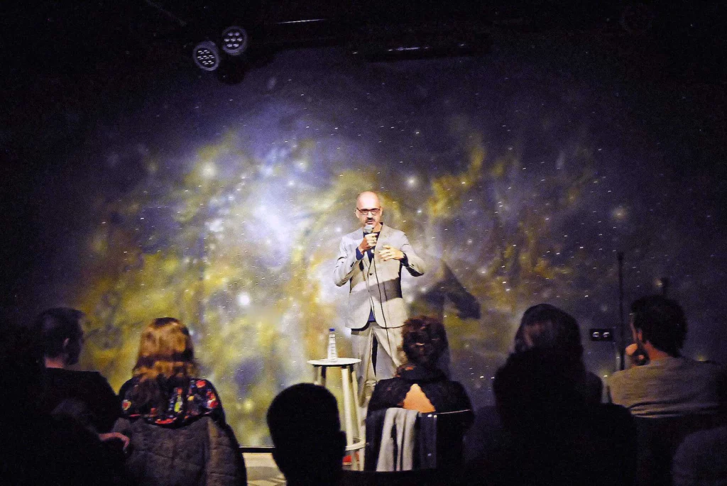 Comedian on stage at Clink Comedy Club At ClinkNOORD