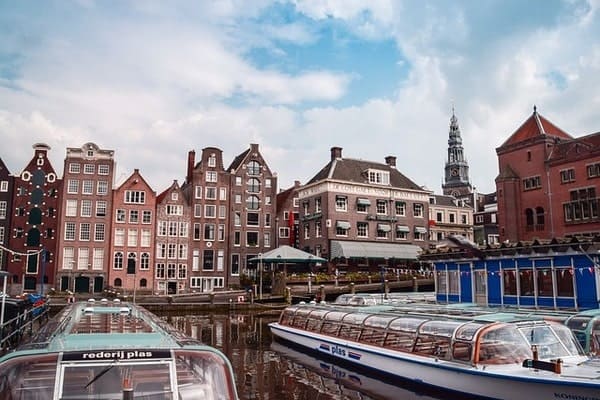 Canal boats in Amsterdam city centre