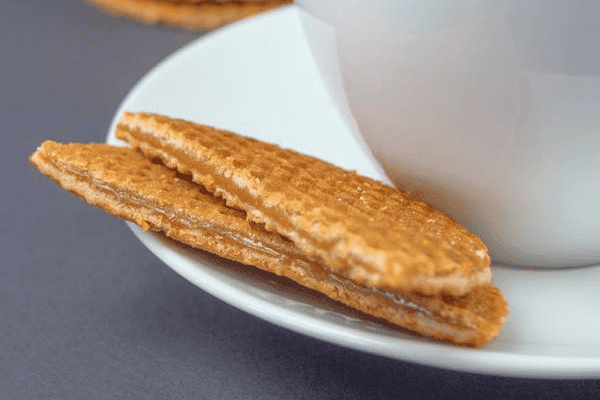 Stroopwafel cut in two
