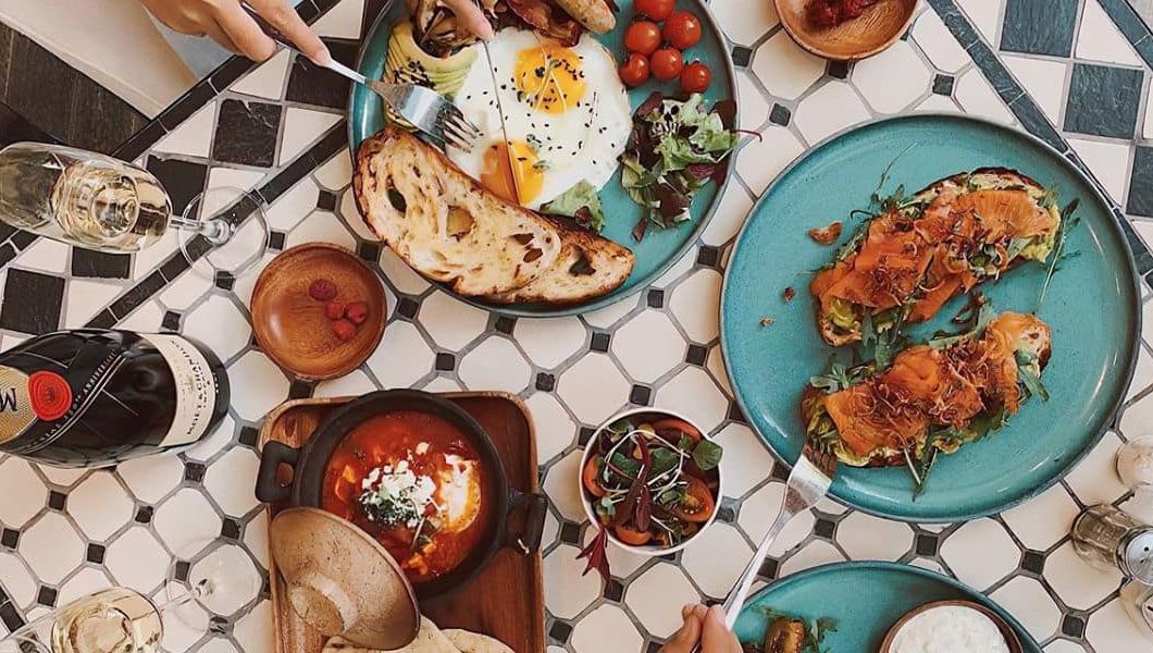 brunch food items in a london restaurant