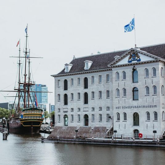 a boat sailing on the River Ij in Amsterdam