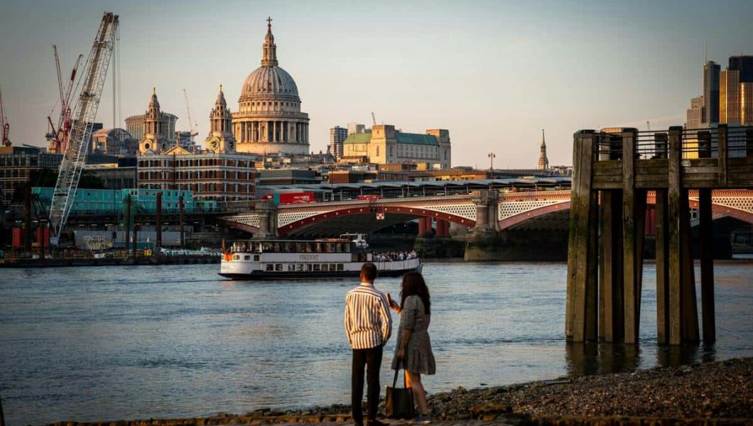 A couple admiring the views in London