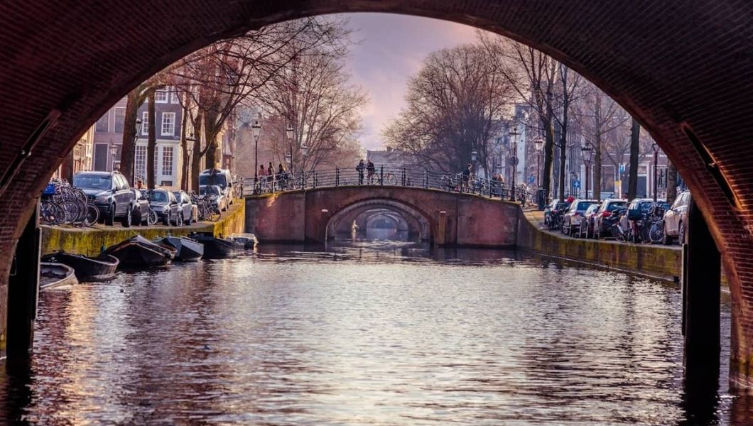 Amsterdam canals at dawn