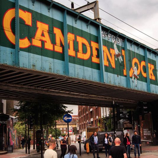 a rail bridge at Camden Lock in the Camden Borough of London