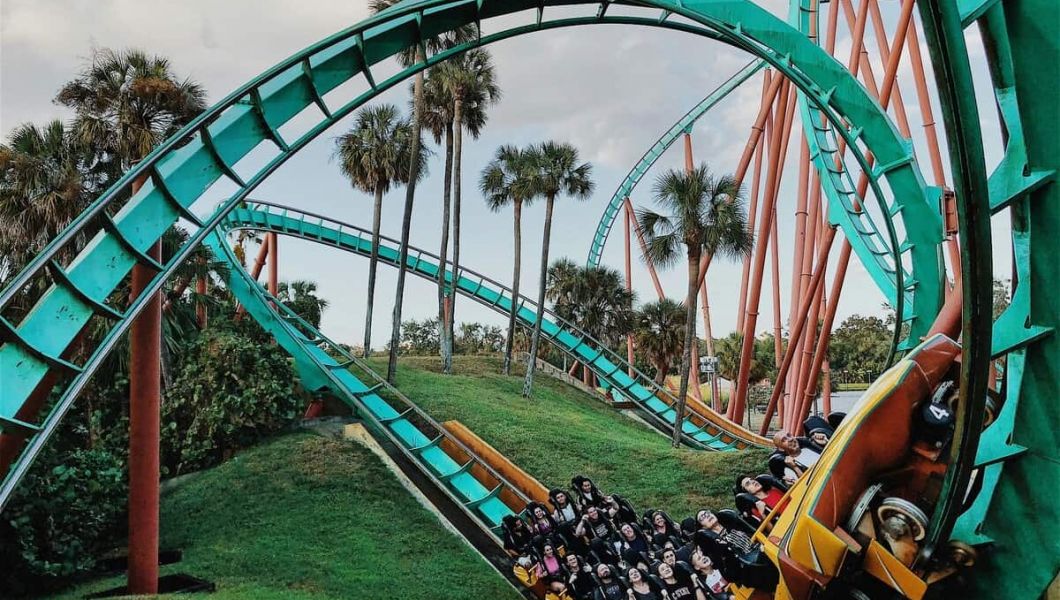 People on a rollercoaster.